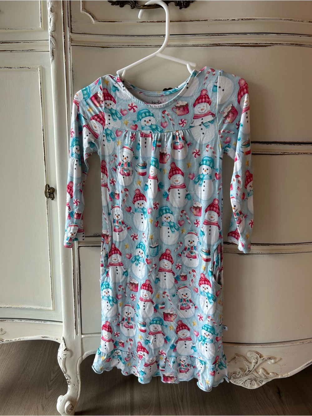 Birdie Bean Light Blue Snowman Kids Pajama Nightgown